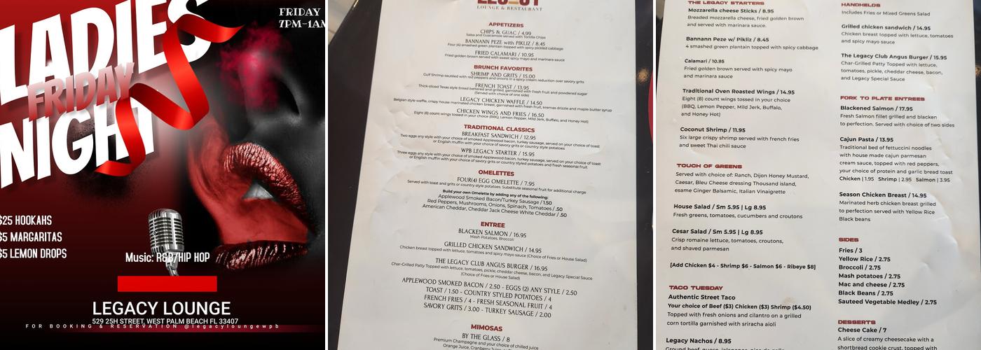 Legacy Lounge & Restaurant Menu
