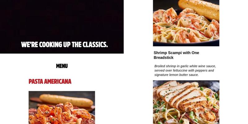 Pasta Americana Menu