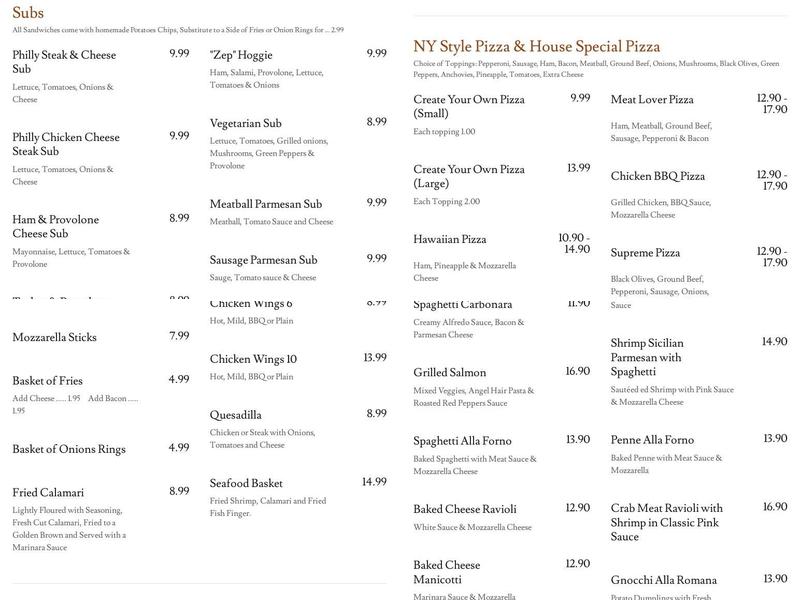 Pi's Cucina Pizza and Italian Restaurant Menu