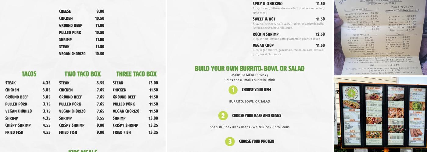 Burrito mariachi Menu