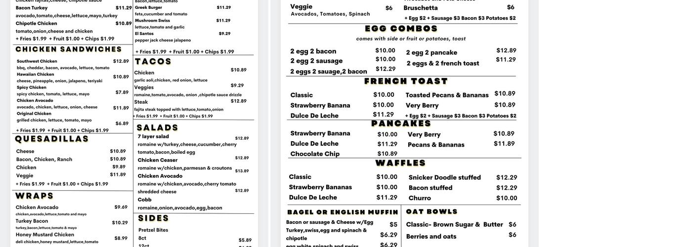 Pineapple Express Smoothie Cafe Menu