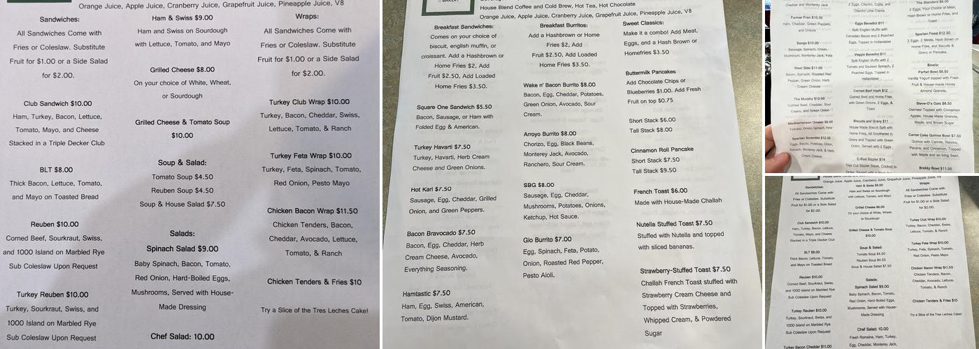 Square One Breakfast & Bakery Menu