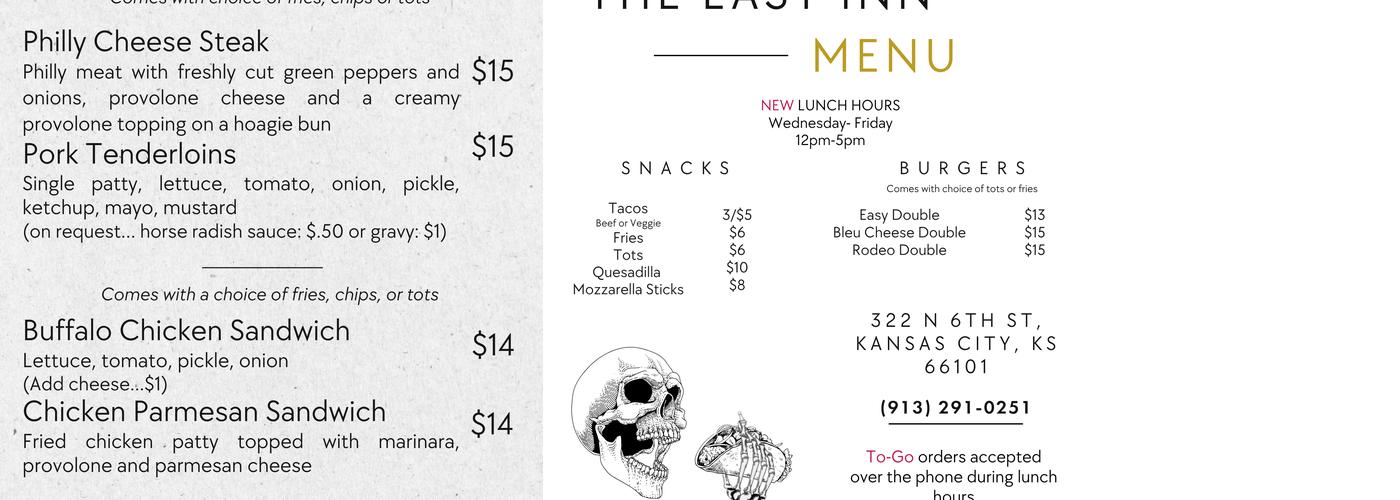 The Easy Inn Menu