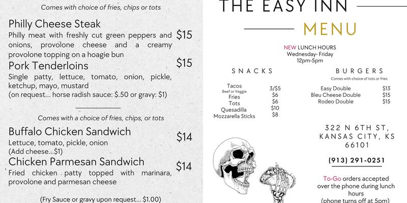 The Easy Inn Menu