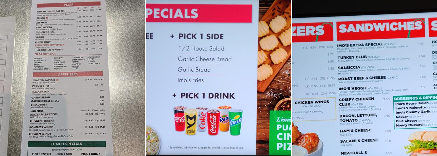 Imo's Pizza Menu