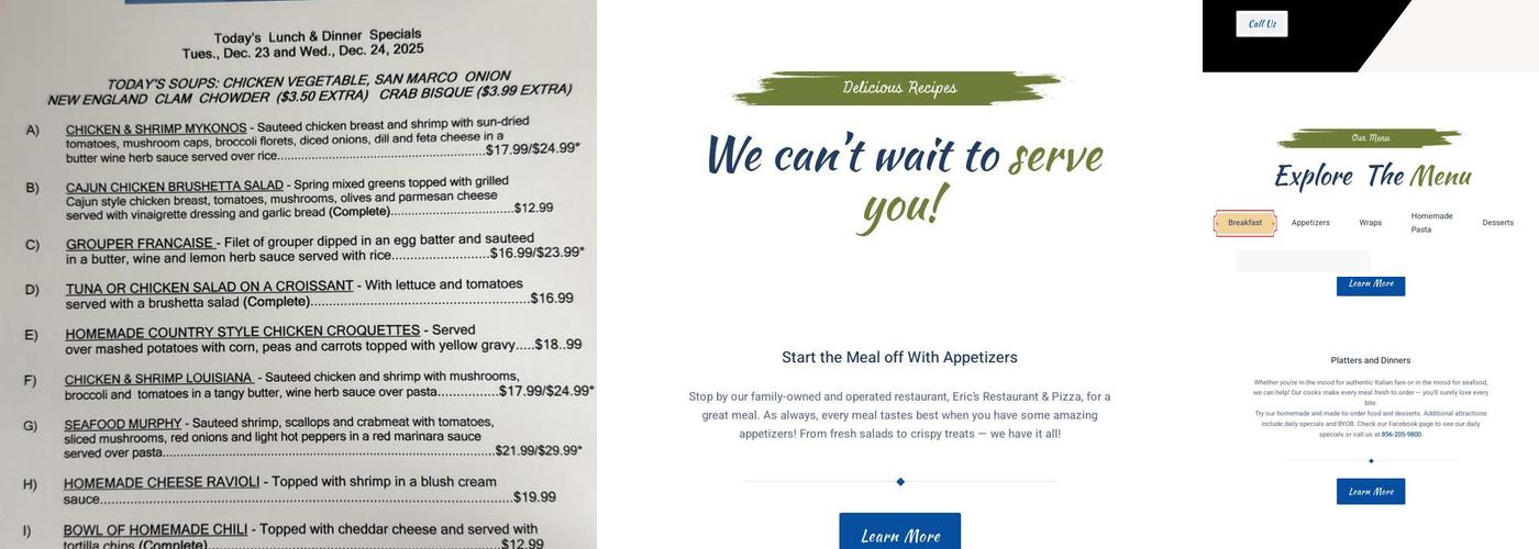 Eric's Restaurant Menu