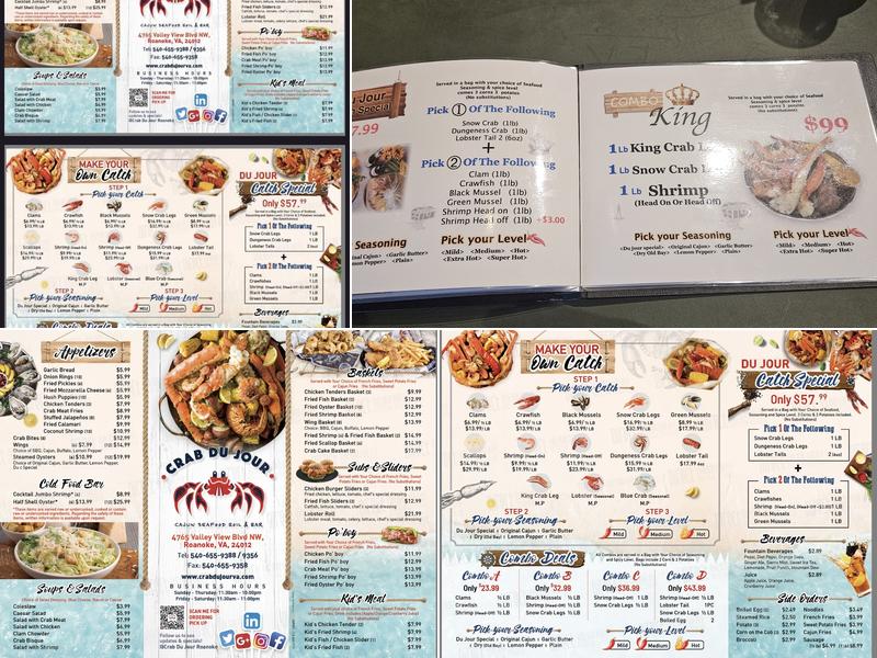 Crab Du Jour Cajun Seafood & Bar Menu
