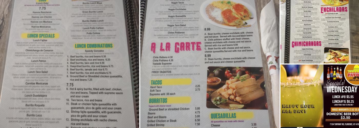 Patron Mexican Grill (Florence) Menu