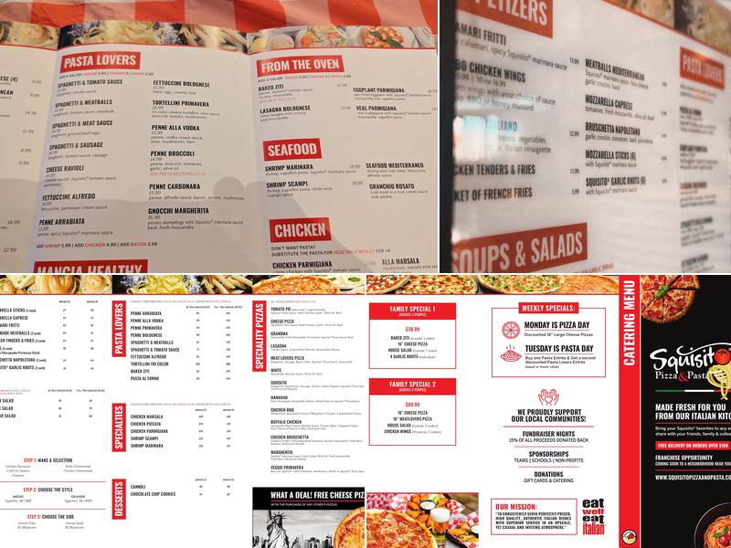 Squisito Pizza & Pasta - Christiana Menu