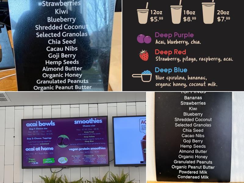Deep Purpl - Acai Bowls Menu