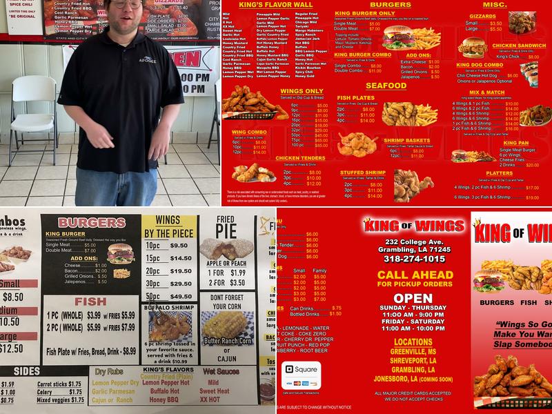King of Wings Menu