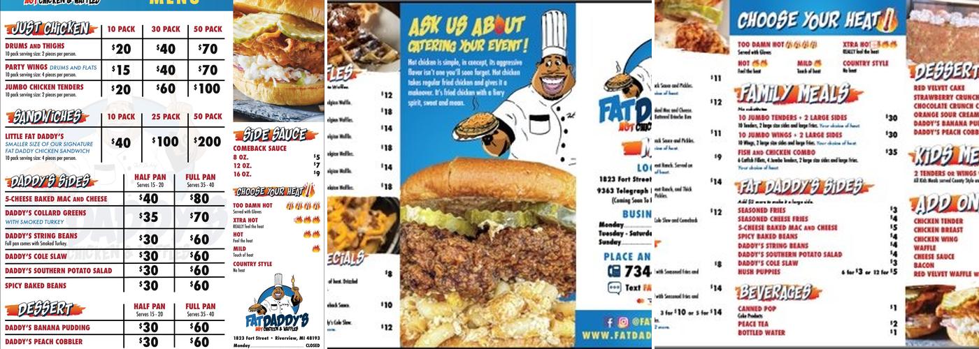Big Daddy’s Hot Chicken & Fish Menu