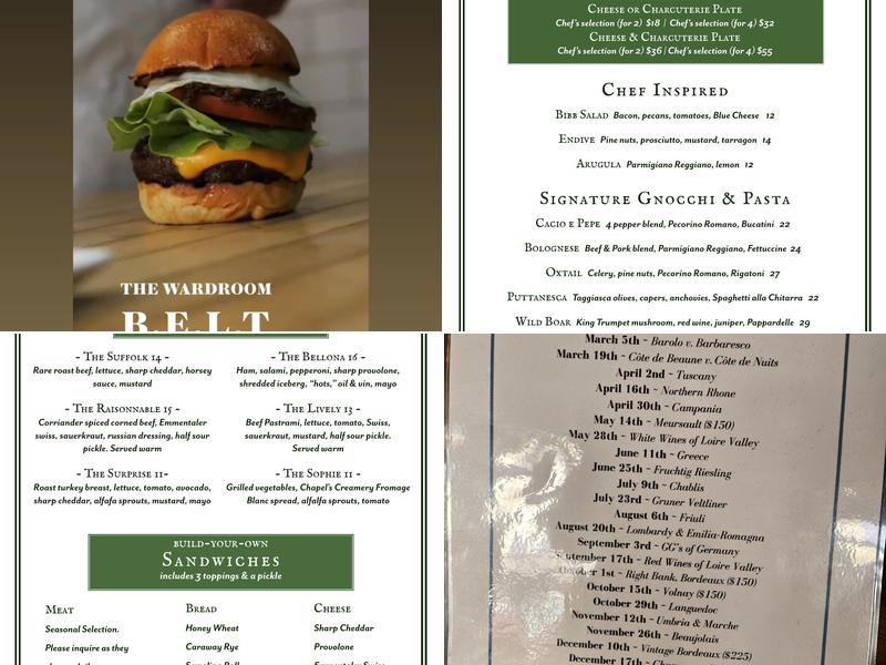 The Wardroom Menu