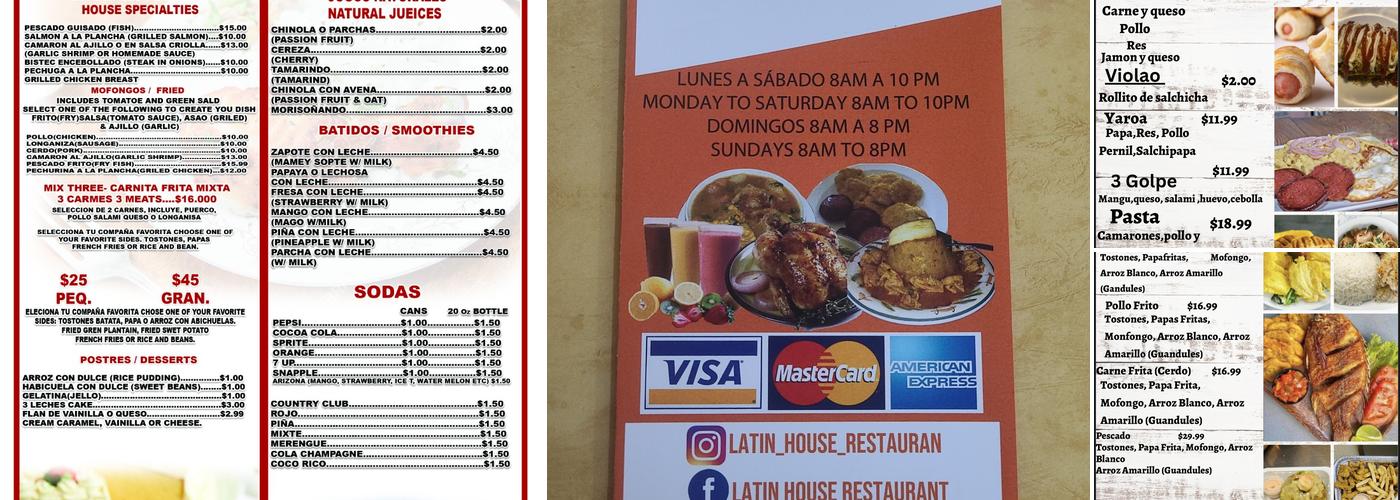 Latin house Restaurant RD Menu