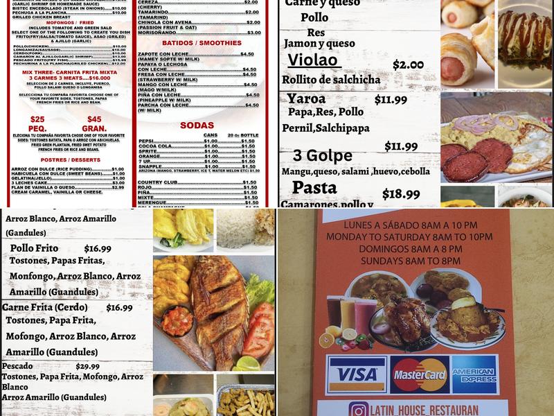 Latin house Restaurant RD Menu