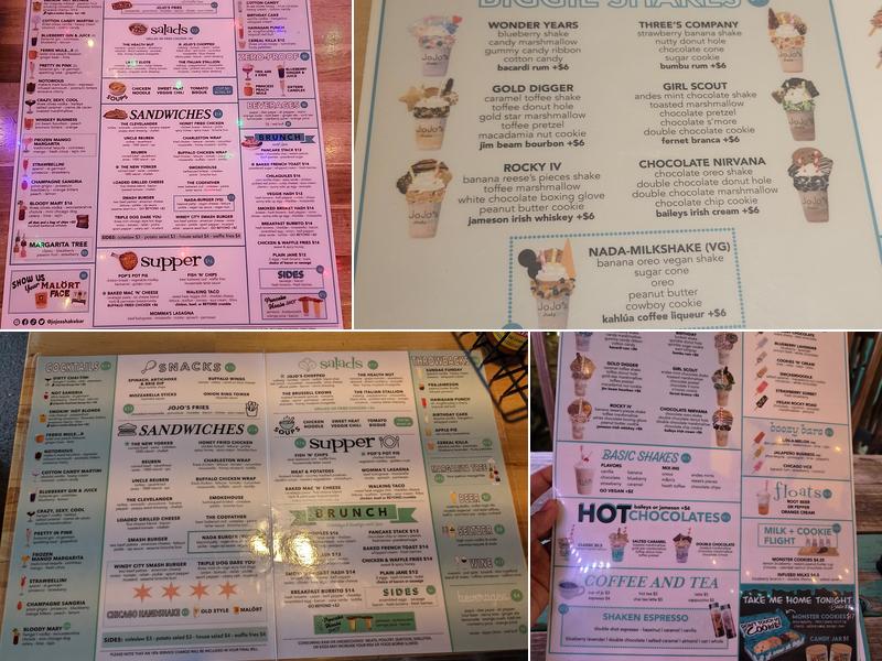 JoJo's Shake Bar - Naperville Menu