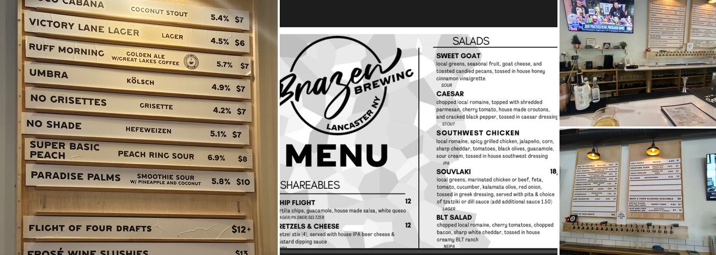Brazen Brewing Menu