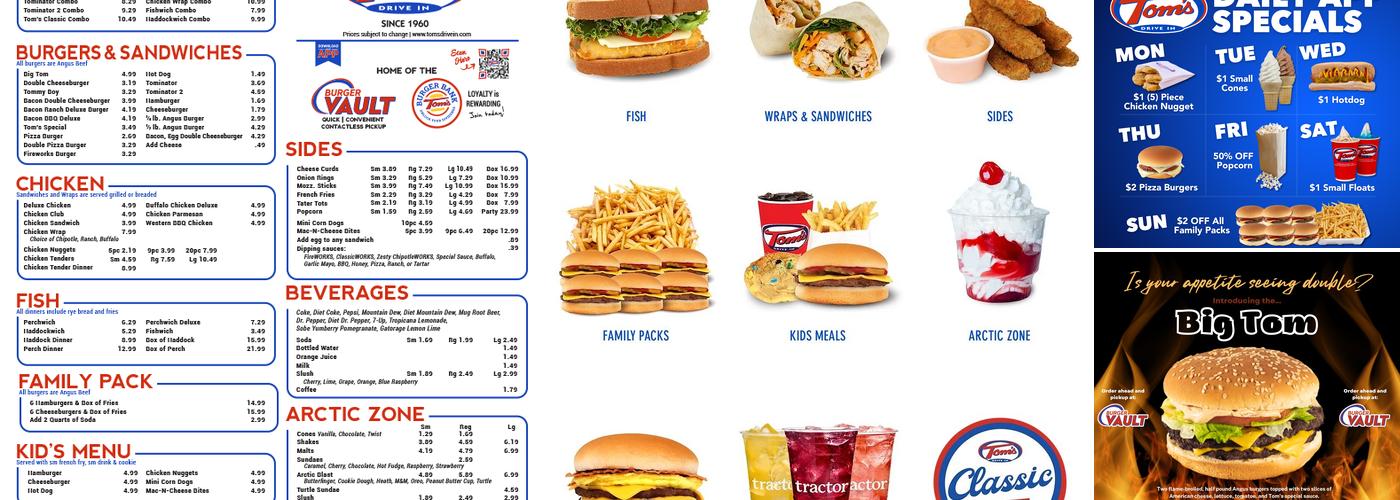Tom's Drive In Menu