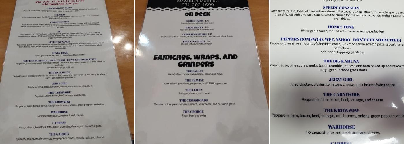 CPG3 Brocco's Pizza & Brew Menu