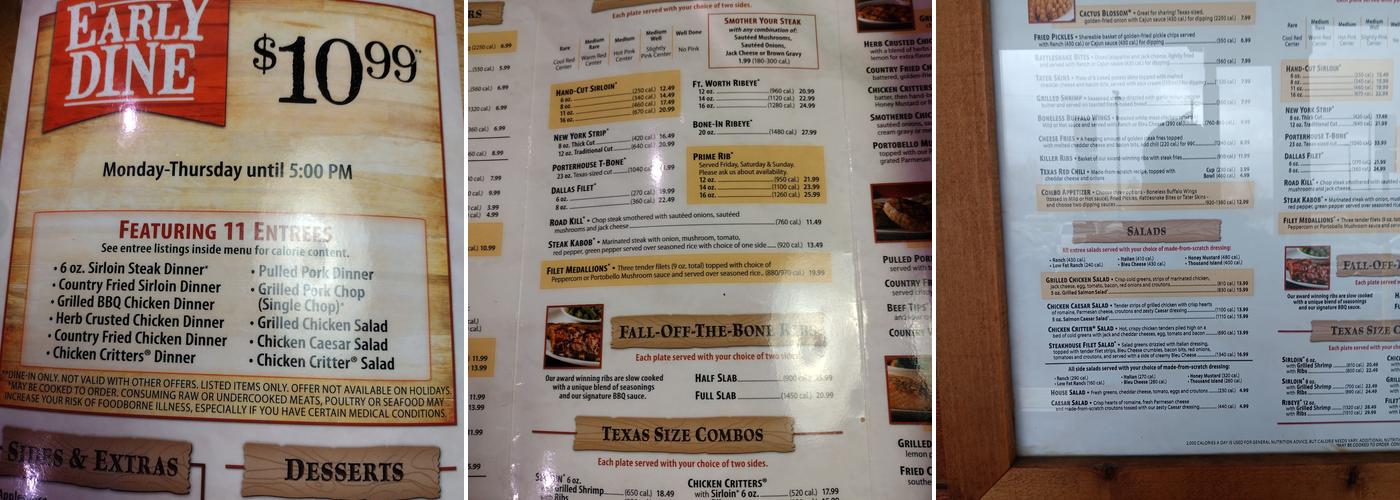 Texas Roadhouse Menu