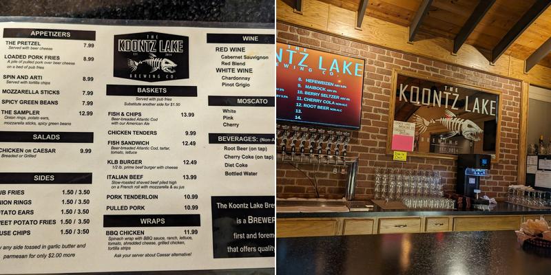 The Koontz Lake Brewing Company Menu