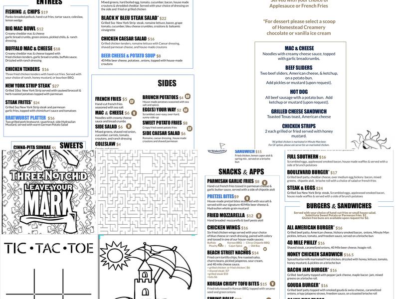 Three Notch'd Brewery & Craft Kitchen - Virginia Beach Menu