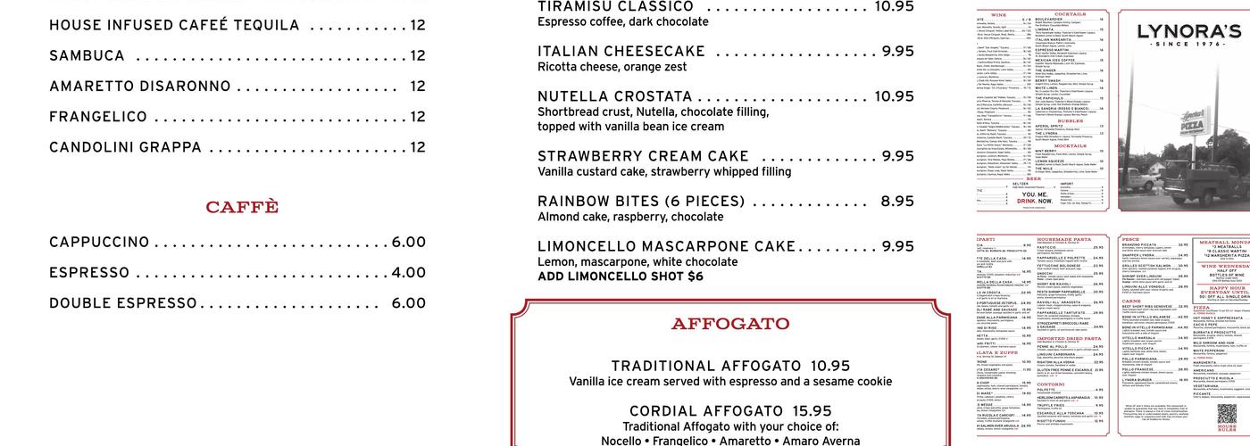 Lynora's Boca Menu