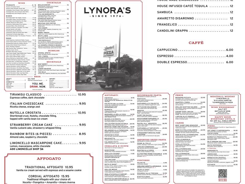 Lynora's Boca Menu