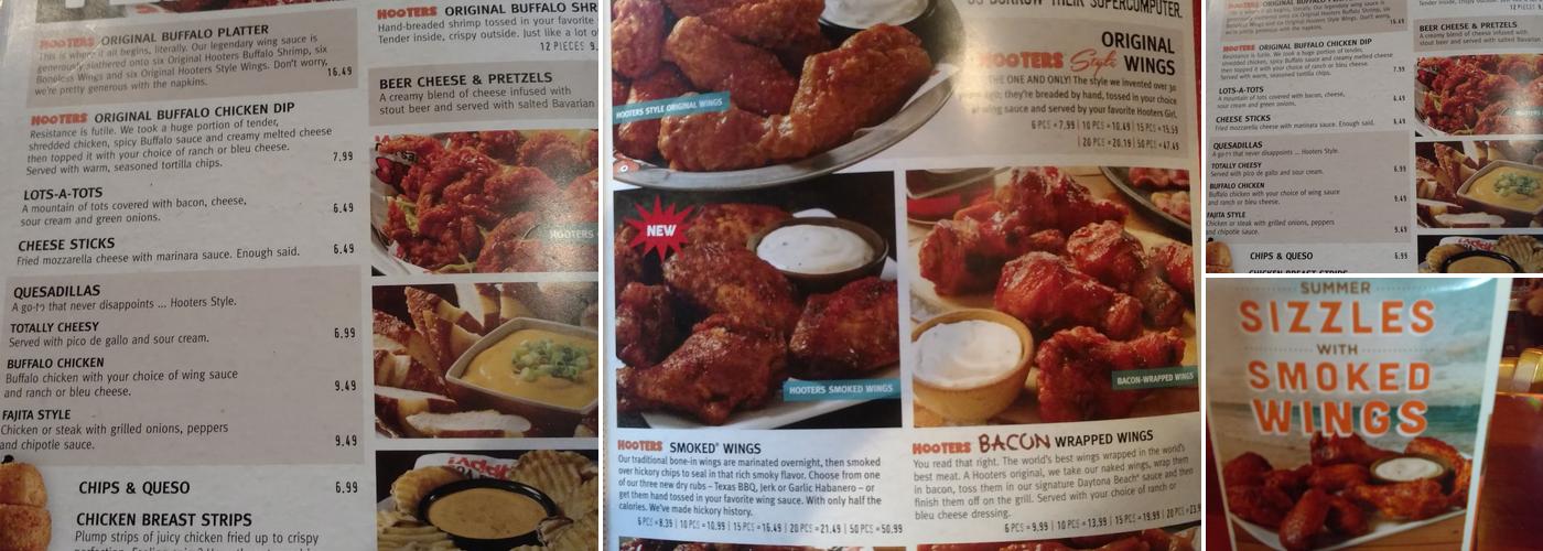Hooters Menu