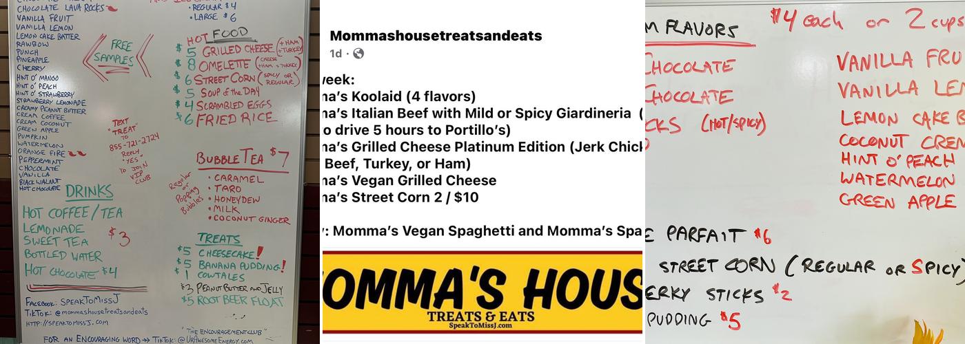 Momma's House Treats and Eats Menu