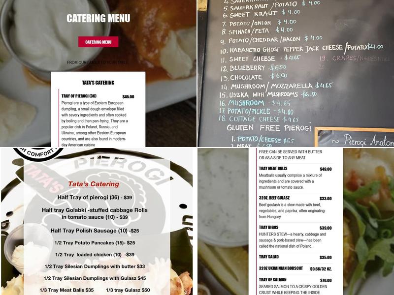 Tata's Pierogi Factory Outlet Menu