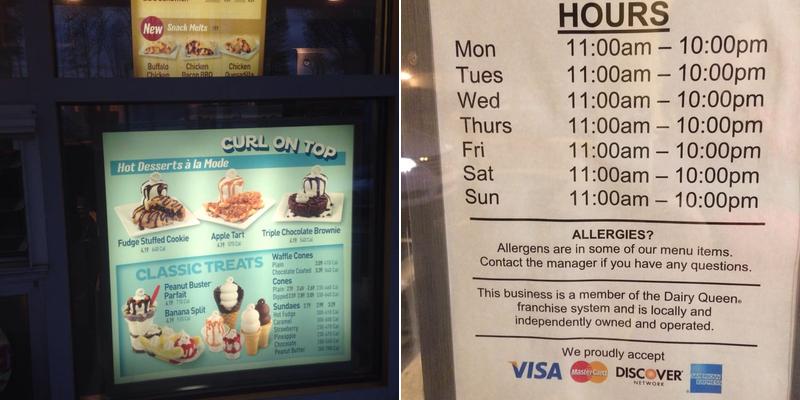 Dairy Queen (Treat) Menu