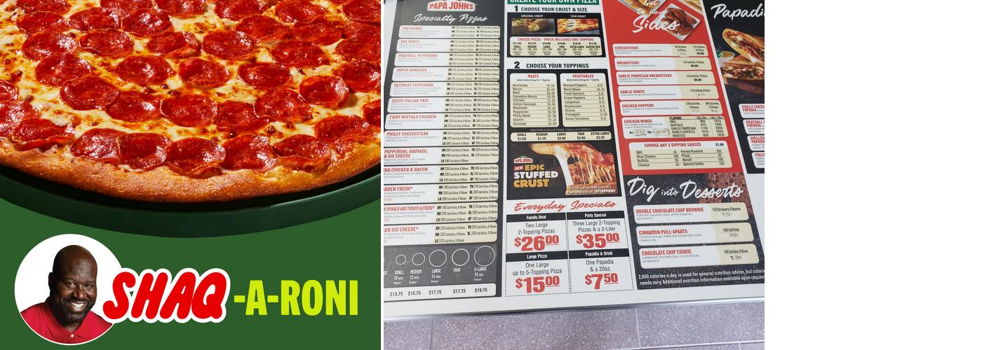Papa Johns Pizza Menu