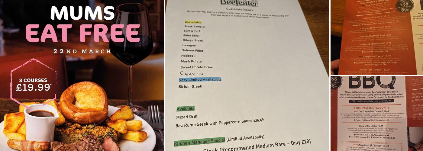 Beefeater Whitley Bay Menu