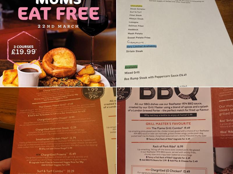 Beefeater Whitley Bay Menu