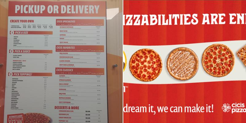 Cicis Pizza Menu