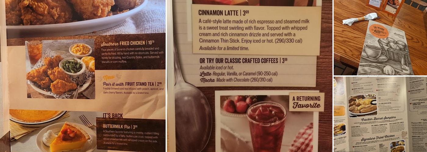 Cracker Barrel Old Country Store Menu