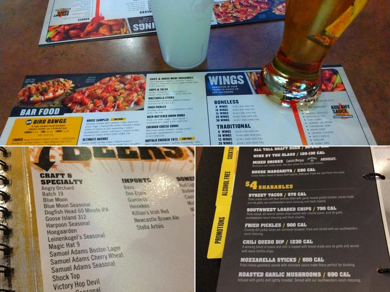 Buffalo Wild Wings Menu