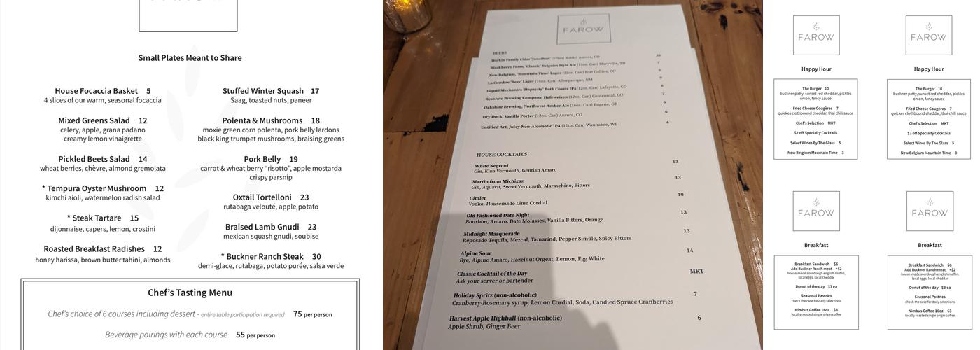 Farow Menu