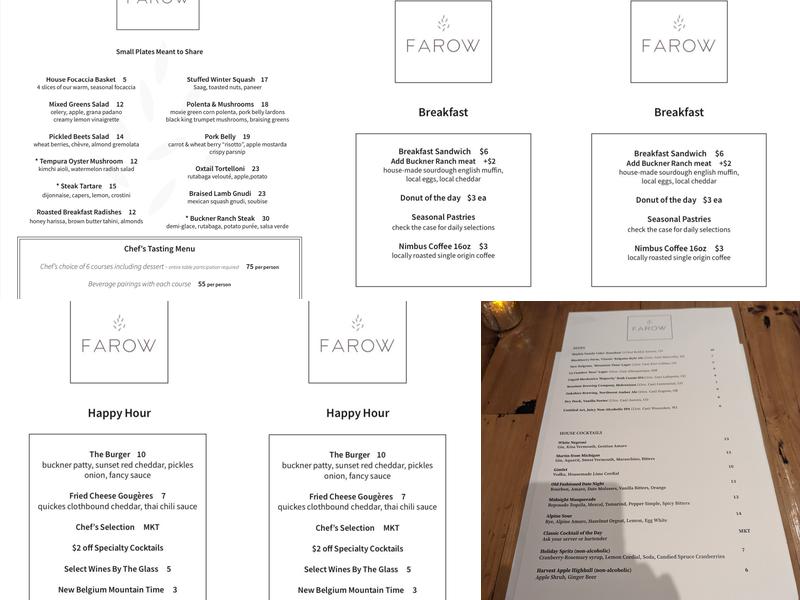 Farow Menu