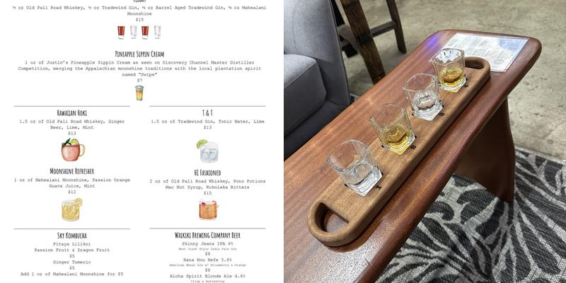 Ko'olau Distillery Menu