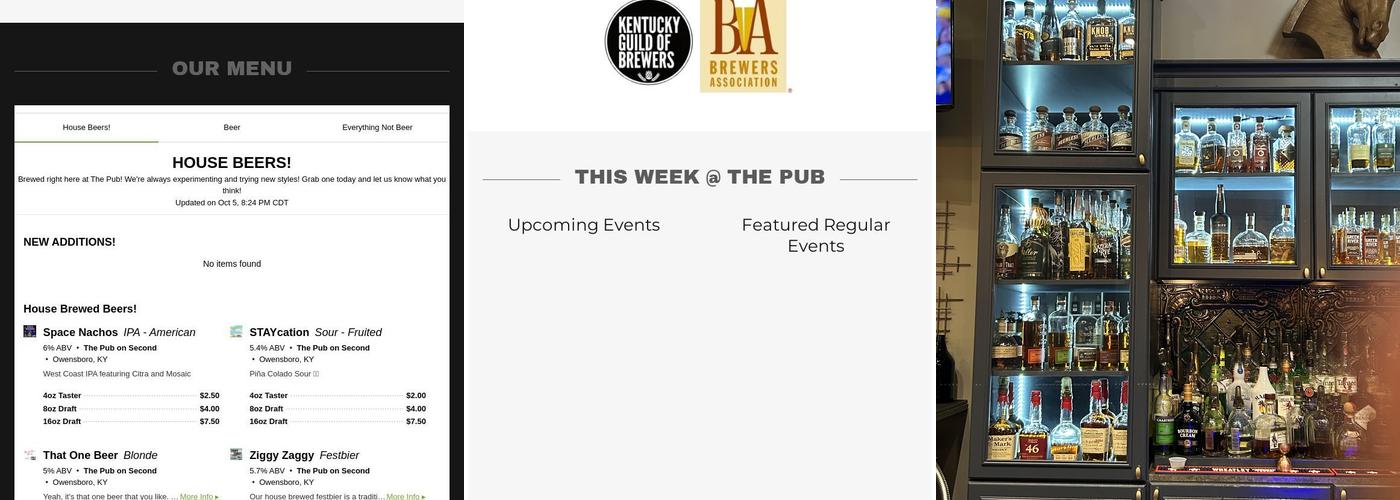 The Pub on Second Menu