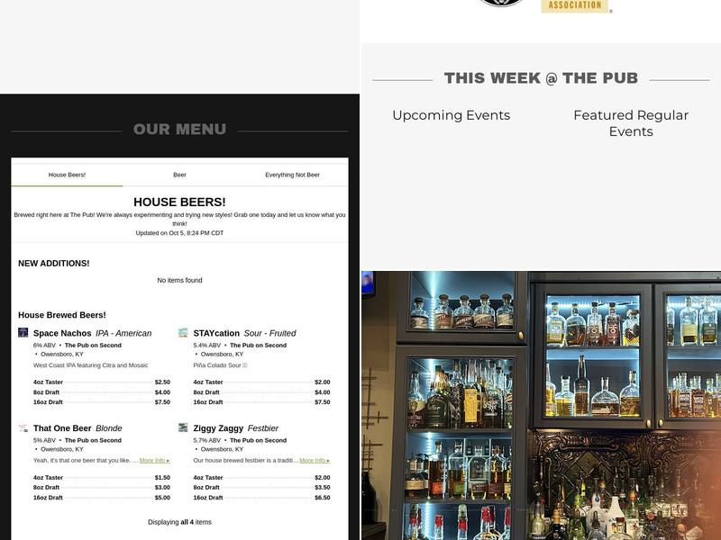 The Pub on Second Menu