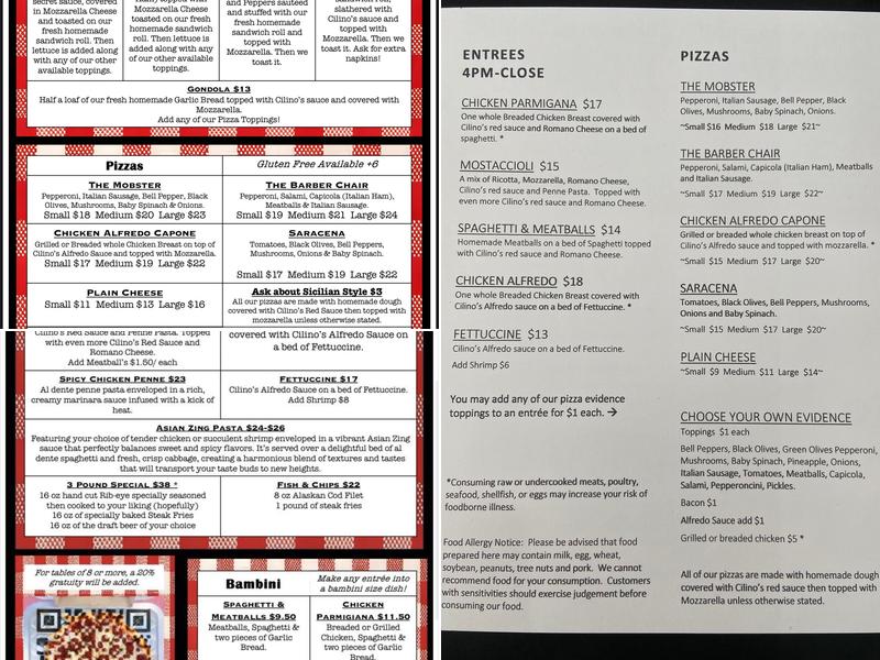 The Parlor @Cilino's Menu