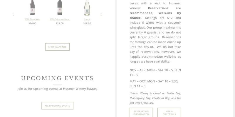 Hosmer Winery Menu
