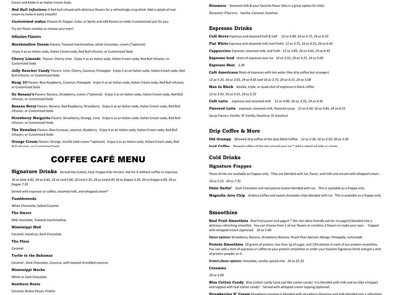 Cotton & Tumbleweeds Lifestyle Marketplace Menu