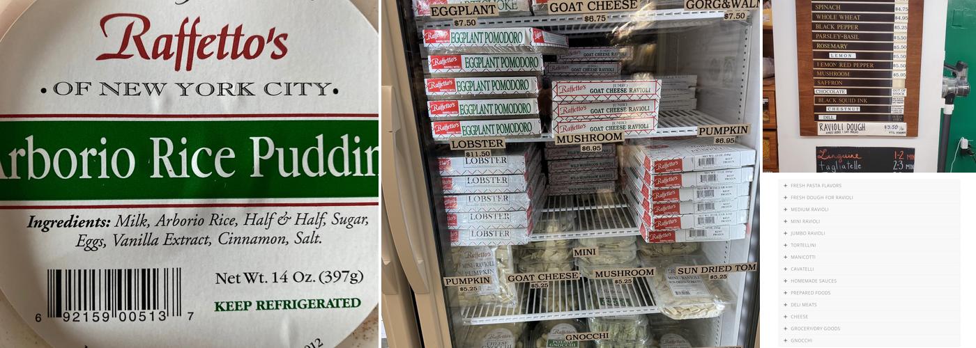 Raffetto's Menu