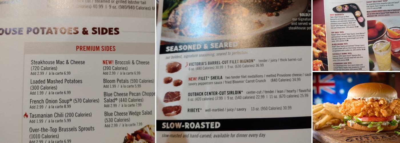 Outback Steakhouse Menu