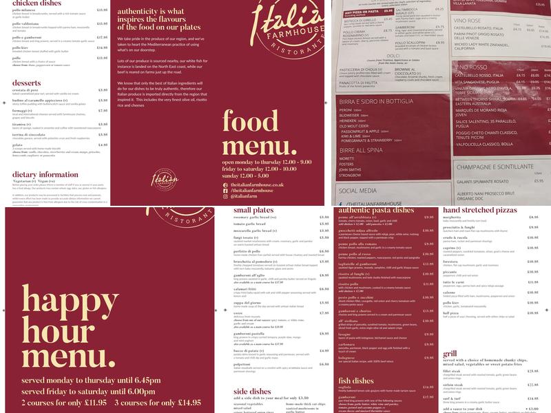 The Italian Farmhouse Menu