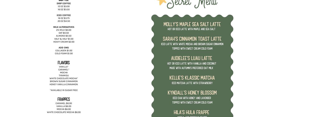 Makers Coffee Menu